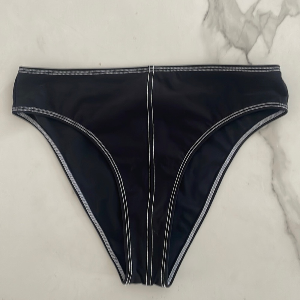 Women’s Dolce Vita Black with White stitch High Leg Swimsuit Bottoms/S.